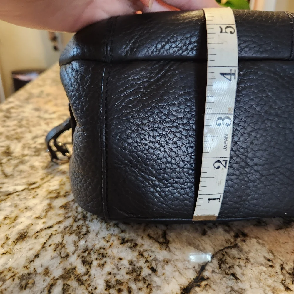 Cole Haan Purse, Turnlock Black Pebbled Leather Satchel Handbag, Gently Used